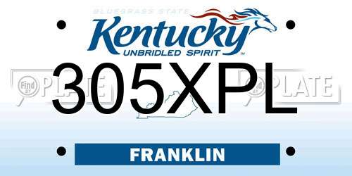 305XPL Kentucky License Plate