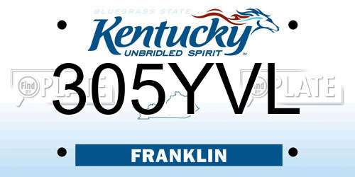 305YVL Kentucky License Plate
