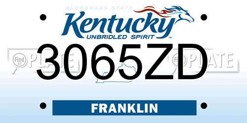 3065ZD Kentucky License Plate