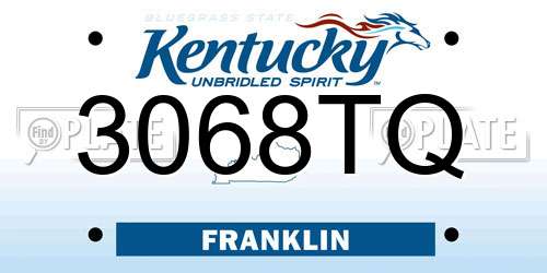 3068TQ Kentucky License Plate