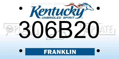 306B20 Kentucky License Plate