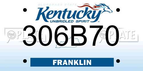 306B70 Kentucky License Plate