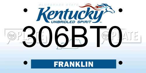 306BT0 Kentucky License Plate