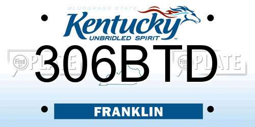 306BTD Kentucky License Plate