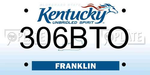 306BTO Kentucky License Plate