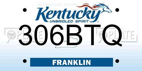306BTQ Kentucky License Plate