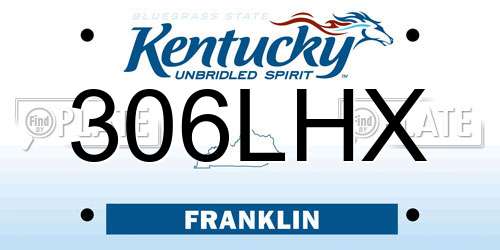 306LHX Kentucky License Plate