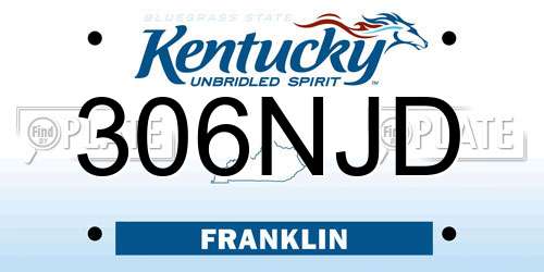 306NJD Kentucky License Plate