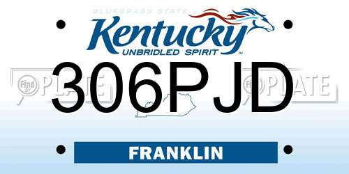 306PJD Kentucky License Plate