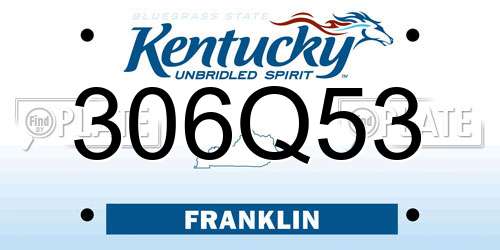 306Q53 Kentucky License Plate