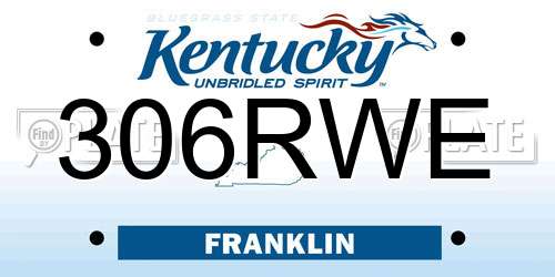 306RWE Kentucky License Plate
