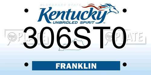 306ST0 Kentucky License Plate