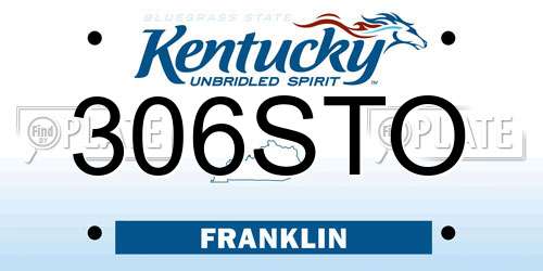 306STO Kentucky License Plate