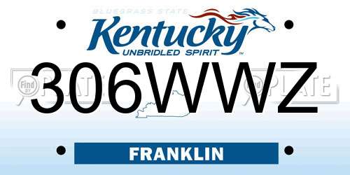 306WWZ Kentucky License Plate