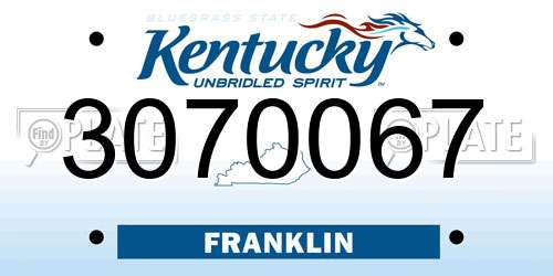3070067 Kentucky License Plate