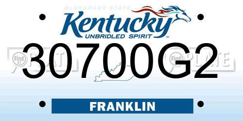 30700G2 Kentucky License Plate