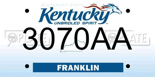 3070AA Kentucky License Plate