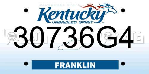 30736G4 Kentucky License Plate