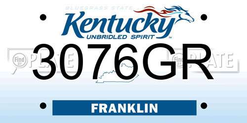 3076GR Kentucky License Plate