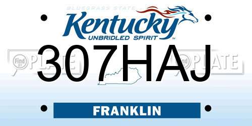 307HAJ Kentucky License Plate