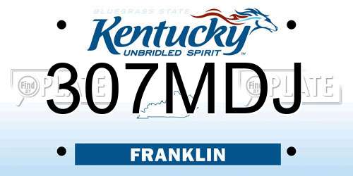 307MDJ Kentucky License Plate
