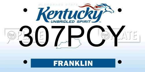 307PCY Kentucky License Plate