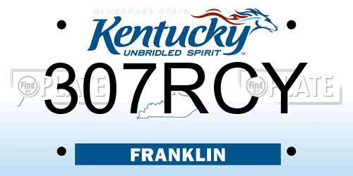 307RCY Kentucky License Plate