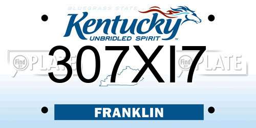 307XI7 Kentucky License Plate