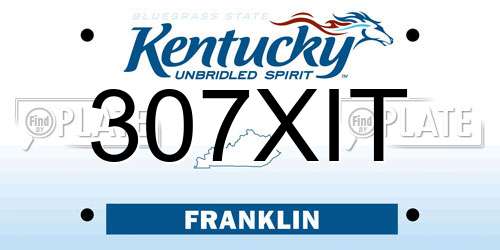 307XIT Kentucky License Plate