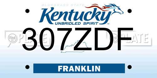 307ZDF Kentucky License Plate