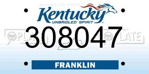 308047 Kentucky License Plate