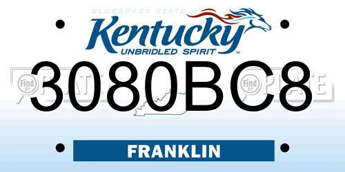 3080BC8 Kentucky License Plate