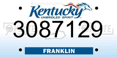3087129 Kentucky License Plate