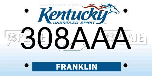 308AAA Kentucky License Plate