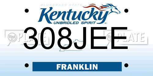 308JEE Kentucky License Plate