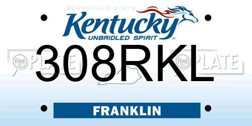 308RKL Kentucky License Plate