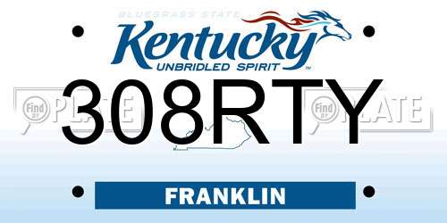 308RTY Kentucky License Plate