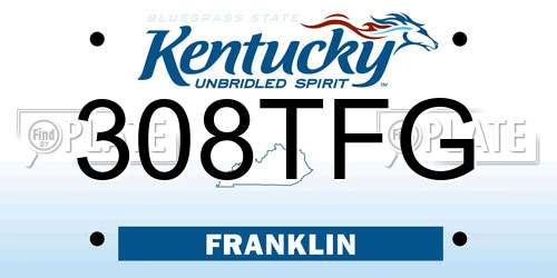 308TFG Kentucky License Plate