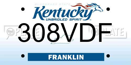 308VDF Kentucky License Plate