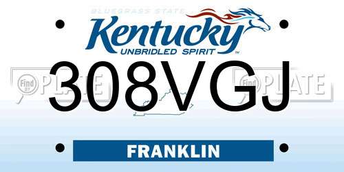 308VGJ Kentucky License Plate