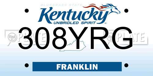 308YRG Kentucky License Plate