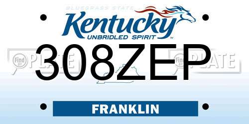 308ZEP Kentucky License Plate