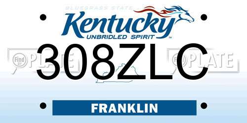 308ZLC Kentucky License Plate