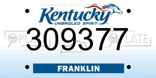 309377 Kentucky License Plate