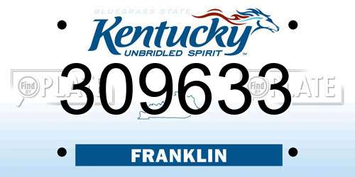 309633 Kentucky License Plate