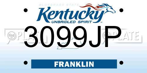 3099JP Kentucky License Plate