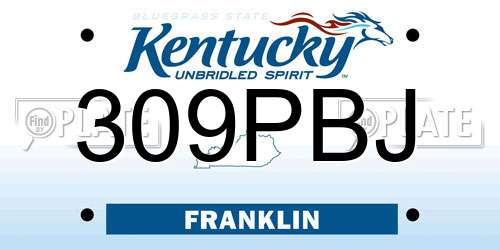 309PBJ Kentucky License Plate