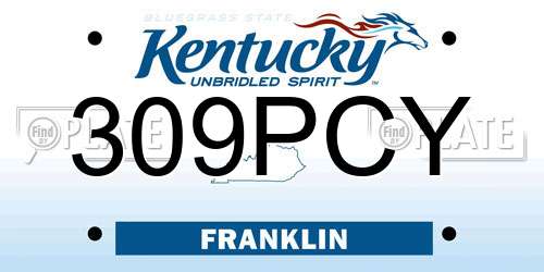 309PCY Kentucky License Plate