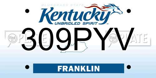 309PYV Kentucky License Plate