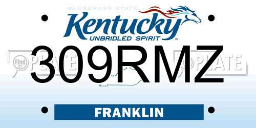 309RMZ Kentucky License Plate